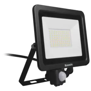 Kosnic Rhine Black 10W LED Floodlight With PIR - Daylight - KFLDHS10Q465/S-W65-BLK