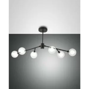 Fabas Luce Dalila Multi Arm Semi Flush Ceiling light Black Glass, G9