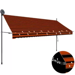 Vidaxl Manual Retractable Awning With LED 350cm Orange And Brown