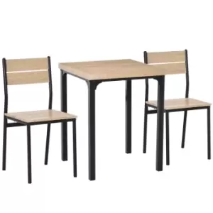 Homcom 3 Piece Compact Dining Table 2 Chairs Set Wooden Metal Legs