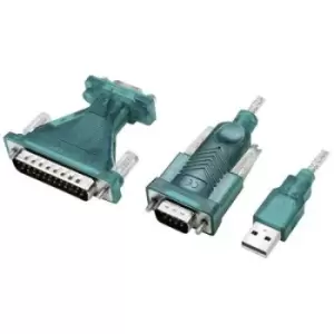 LogiLink Series Adapter [1x USB 2.0 connector A - 1x D-SUB-plug 9-pin, D-SUB plug 25-pin] 1.3 m Green