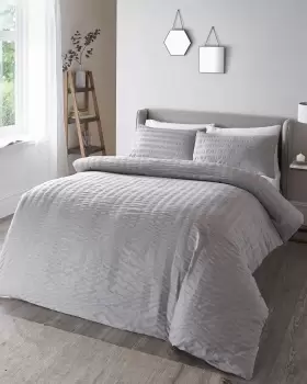 Cotton Traders Seersucker Duvet Set in Grey