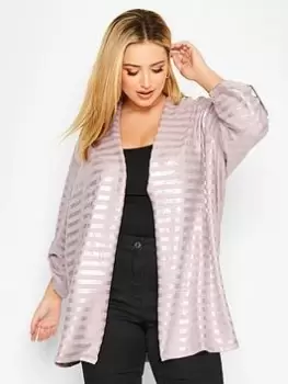 Yours Foil Stripe Printed Cardigan - Pink, Size 18-20, Women