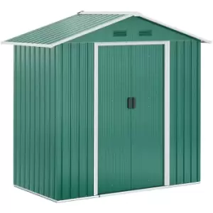 Outsunny 6.5x3.5ft Metal Garden Shed for Garden and Outdoor Storage, Green - Green