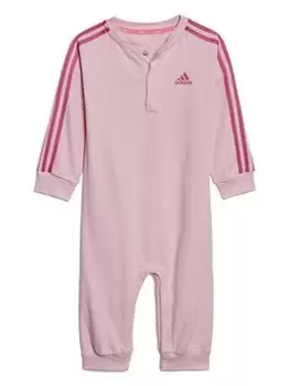 adidas Infant 3-Stripes All-in-One - Pink, Light Pink, Size 0-3 Months