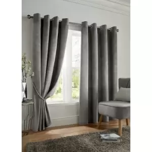 Alan Symonds Blackout Curtains Eyelet Ring Top, Polyester Velvet, Silver 66 X 90 - Silver