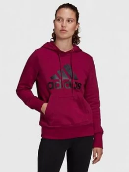 adidas Badge Of Sport Pullover Hoodie - Berry, Size L, Women