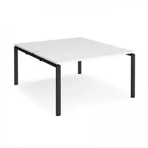 Adapt back to back desks 1400mm x 1600mm - Black frame and white top