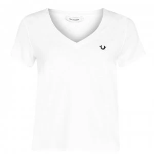 True Religion V Neck T Shirt - Bright White