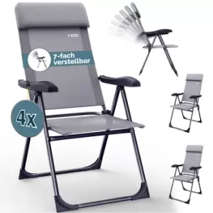 Garden Chair Set of 4 Grey Aluminium Foldable