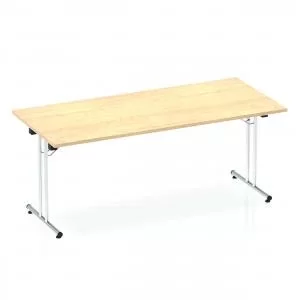 Sonix Rectangular Chrome Leg Folding Meeting Table 1800x800mm Maple