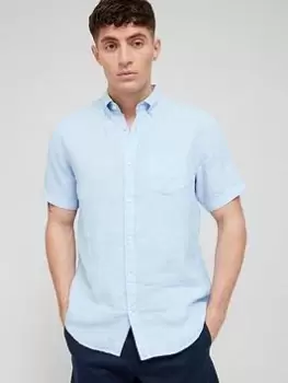 Gant Linen Short Sleeve Shirt, Capri Blue, Size S, Men