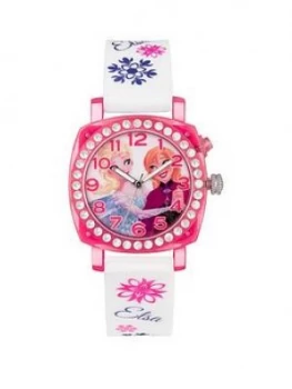 Disney Princess Disney Frozen Elsa and Anna Printed Jewelled Flashing Dial Kids Watch, One Colour