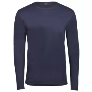 Tee Jays Mens Interlock Long Sleeve T-Shirt (XL) (Navy Blue)