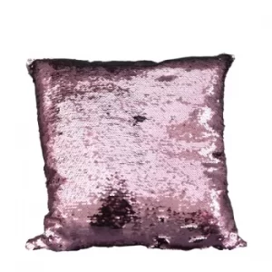 Sequin Covered Large Cushion Cover Silver and Pink 45cm