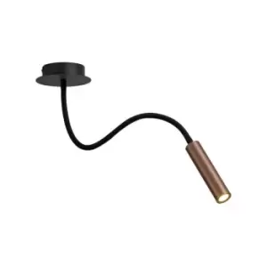 Luminosa Lighting - Semi Flush Ceiling, 1 Light Adjustable Arm, 1 x 5W LED, 3000K, 310lm, Black, Satin Copper