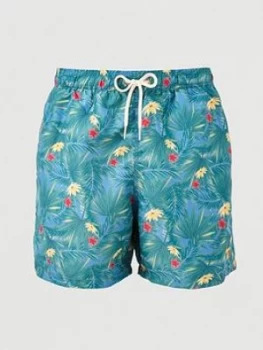 Barbour Filey Printed Floral Swimshort - Blue, Size XL, Men