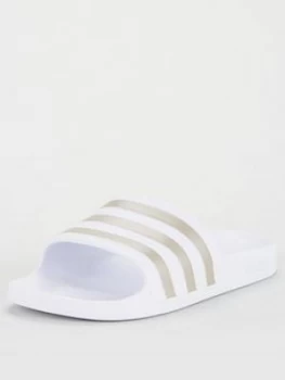 adidas Adilette Aqua Slides - White, Size 7, Women