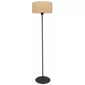 Helam Abba Floor Lamp With Shade Natural Rattan, Black 40cm