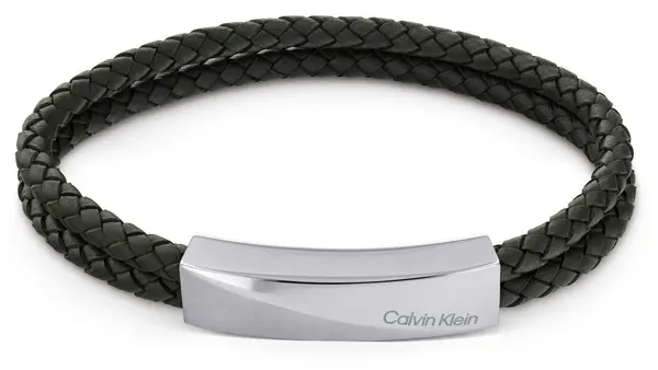 Calvin Klein 35000099 Mens Dark Green Leather and Stainless Jewellery