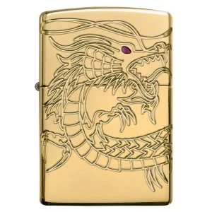 Zippo Unisex Armor Chinese Dragon Windproof Pocket Lighter High Polish Gold Plate