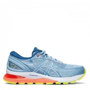 Asics Nimbus 21 Ladies Running Shoes - Blue/Coral