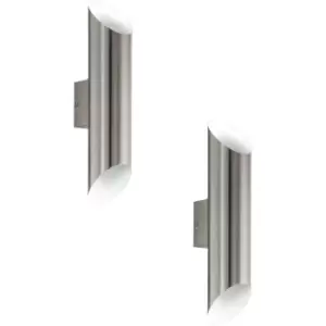 2 PACK IP44 Outdoor Wall Light Stainless Steel & White 3.7W Built in LED Lamp