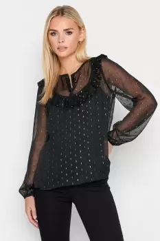 Petite Metallic Spot Print Blouse