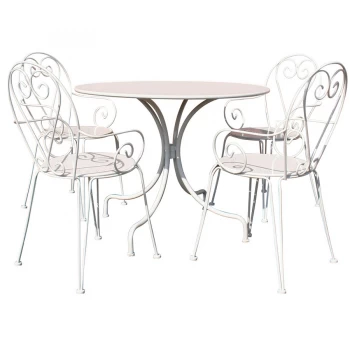 Charles Bentley Steel Heart 4-Seater Bistro Set - Cream