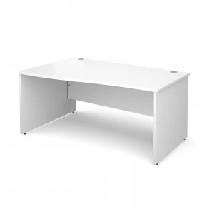 Maestro 25 PL Left Hand Wave Desk 1600mm - White Panel Leg Design