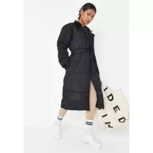 Missguided Balloon Sleeve Ls Belted Tea Dress Flral - Black