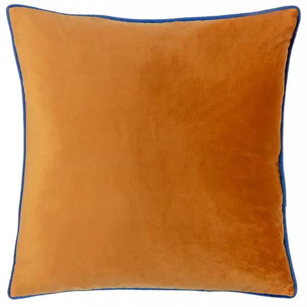 Meridian Velvet Cushion Ginger/Navy, Ginger/Navy / 55 x 55cm / Polyester Filled