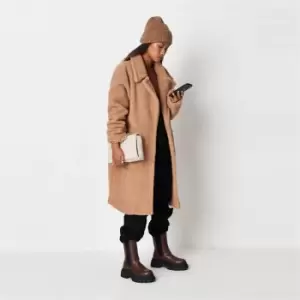 Missguided Teddy Zip Pocket Coat - Brown