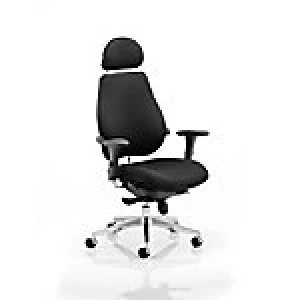 Posture Chair Chiro Plus Ultimate With Headrest In Black Fabric With Adjustable Arms