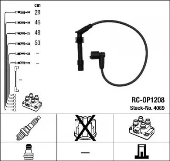 NGK RC-OP1208 Ignition Lead Set NTK Inductive Resistor 4 Circuit