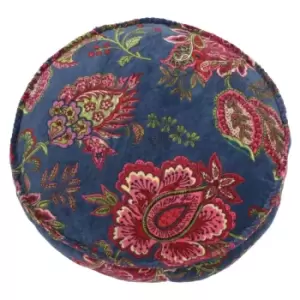 Paoletti Malisa Round Polyester Filled Cushion Cotton Smoke Blue