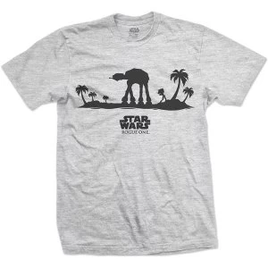 Star Wars - Rogue One AT-AT Silhouette Line Art Unisex XX-Large T-Shirt - Grey