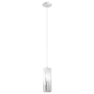 Pendant Light Colour Chrome Shade White Chrome Glass Painted Bulb E27 1x60W