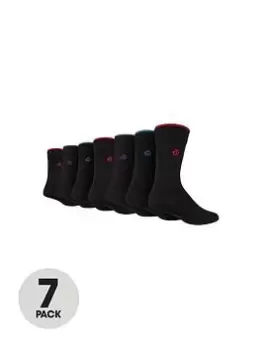 Jeff Banks 7pk Plain Socks - Black, Men