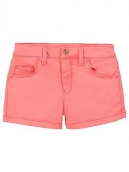 Billieblush Girls Embroidered Denim Shorts - Fluoro Pink