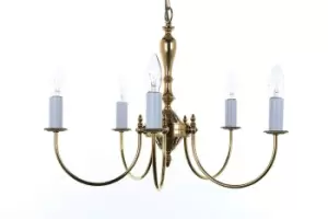 Solar Polished Brass 5 Arm Chandelier