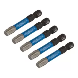 Draper Expert 05672 5pc TX-STAR Impact Screwdriver Bits, T40 x 50mm, 1/4" Hex