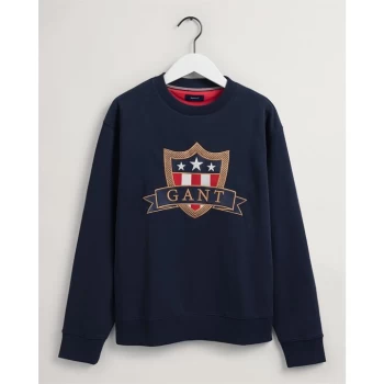 Gant Gant Banner Shield Crew Neck Sweatshirt Junior - Eve Blue 433