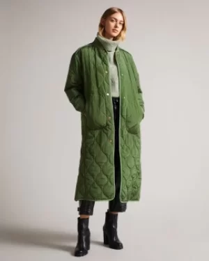 Long Quilted Bomber Coat