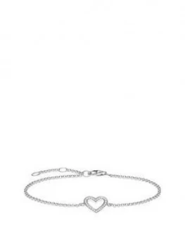 Thomas Sabo sterling silver cubic zirconia open heart bracelet, One Colour, Women