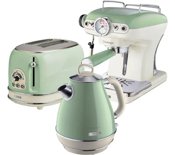 Ariete ARPK5 Vintage 2 Slice Toaster, 1.7L Fast Boil Jug Kettle & Espresso Coffee Maker