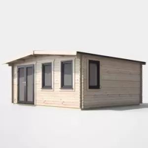 Power 16' x 16' Chalet Log Cabin- Left Side Double Door