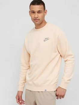 Nike NSW Revival Fleece Crew Sweat Top - Beige, Beige, Size L, Men