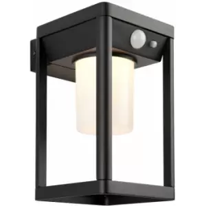 Loops - Modern Solar Powered Wall Light with pir & Photocell - Textured Black Finish