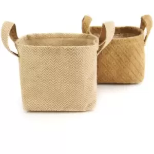 Cotton Jute Storage Baskets - Pack of 2 M&W - Brown